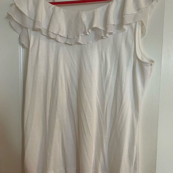 Chaps Ivory Ruffle Neck Blouse - Picture 2 of 4